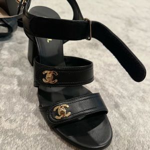 CHANEL | Casual Style Blended Fabrics Plain Block Heels Party Style